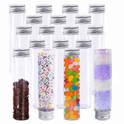 90Pcs 110Ml Plastic Test Tube,Clear Flat Test Tubes,Plastic Test Tubes with Screw Caps for Candy,Beans,Party Decor