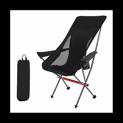 Ultralight Folding Camping Chair High Back Camping Chair Outdoor Camping Beach Picnic Fishing Black