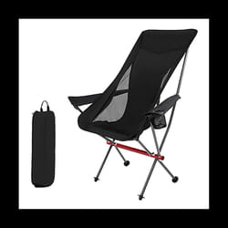 Ultralight Folding Camping Chair High Back Camping Chair Outdoor Camping Beach Picnic Fishing Black