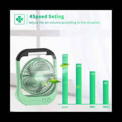 USB Desk Fan 10000MAh Rechargeable Battery Operated Fan 4 Speeds Table Fan 8inch Camping Fan 180Rotation LED Light