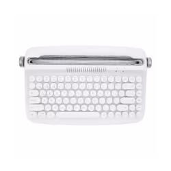 Wireless Typewriter Keyboard Retro Bluetooth Keyboard USB Mechanical Keycaps for Desktop PC/Laptop-White