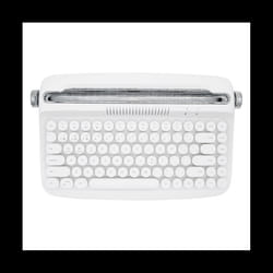 Wireless Typewriter Keyboard Retro Bluetooth Keyboard USB Mechanical Keycaps for Desktop PC/Laptop-White