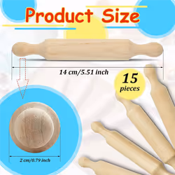 90 Pieces Wooden Mini Rolling Pin 6 Inches Long Kitchen Baking Rolling Pin Small Wood Dough Roller for Children Fondant