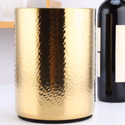 2X Stainless Steel Champagne Bucket Home Hammered Ice Wine Bucket KTV Wine Cooler Ice Square Bucket Beer Bucket,Gold