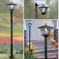 2X 1.5M LED Solar Powered Traditional Garden Lamp Post Lamppost Lantern Light Decor