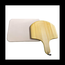 Wooden Pizza Board Round with Hand Pizza Baking Tray Pizza Stone Cutting Board Platter Pizza Cake Thickened