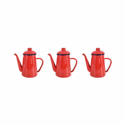 3X 1.1L High-Grade Enamel Coffee Pot pour Over Milk Water Jug Pitcher Barista Teapot Kettle for Gas Stove Red