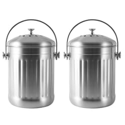 2X Compost Bin, Peel Bucket with Handle and 4 Charcoal Filters, 5 Liters, Easy to Clean