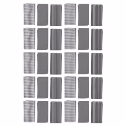 Towels, 100% Natural Cotton, Machine Washable, 18 x 25 Inches, Pack of 30, White with Gray Stripes