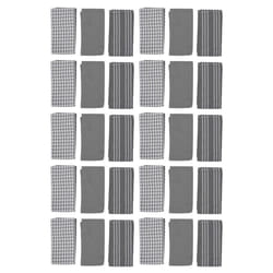 Towels, 100% Natural Cotton, Machine Washable, 18 x 25 Inches, Pack of 30, White with Gray Stripes