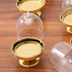 Gold Mini Cake Stand - Mini Cake Pan with Stand and Dome Cover, 96 Single Cup Cake Stand, Mini Dessert Pan