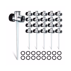 30 Pack 1/2 Inch Sprinkler Spike Base Zinc Flow Thru Lawn Watering Sprinkler for Lawn and Garden Sprinklers