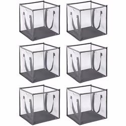 6 Pcs Popup Laundry Hamper Small Collapsible Laundry Baskets with Handles, Portable Mesh Laundry Hamper Gray