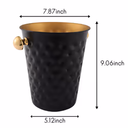 2X Stainless Steel Hammered Ice Bucket Wine Champagne Bucket Home Hotel Ice-Cube Supplies KTV Supplies,Black