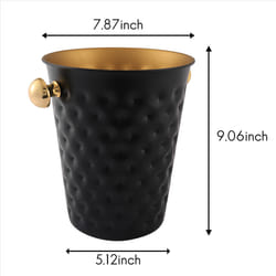 2X Stainless Steel Hammered Ice Bucket Wine Champagne Bucket Home Hotel Ice-Cube Supplies KTV Supplies,Black