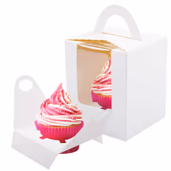 150 PCS Single Cupcake Boxes White Individual Cupcake Carrier Holders with Window Inserts for Bakery Wrapping Packaging