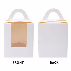 150 PCS Single Cupcake Boxes White Individual Cupcake Carrier Holders with Window Inserts for Bakery Wrapping Packaging