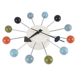 Simple Colorful Ball Modern Clock Art Simulation Sport Decorative Candy Wall Clock Mixed Color Metal + Solid Wood Ball