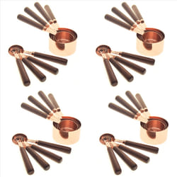 32X Measuring Cups Spoons Set Wood Handle Stainless Steel Plated Copper Metal Measuring Scoop Baking Kit