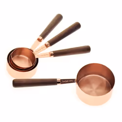 32X Measuring Cups Spoons Set Wood Handle Stainless Steel Plated Copper Metal Measuring Scoop Baking Kit