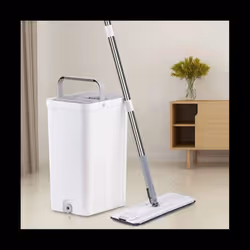 Lazy Floor Mop Flat Mop -Washing Mopping Artifact Microfiber Cloth Mop with Bucket Household Mops