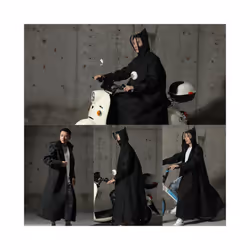 Hooded Rain Poncho Waterproof Windbreaker Women Raincoat Men Black Rain Clothes Covers EVA Rain Jacket Coats Motorcycle Rainw ...