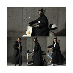 Hooded Rain Poncho Waterproof Windbreaker Women Raincoat Men Black Rain Clothes Covers EVA Rain Jacket Coats Motorcycle Rainwear - black, XXL