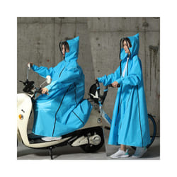 Hooded Rain Poncho Waterproof Windbreaker Women Raincoat Men Black Rain Clothes Covers EVA Rain Jacket Coats Motorcycle Rainwear - Blue, XL
