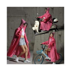 Hooded Rain Poncho Waterproof Windbreaker Women Raincoat Men Black Rain Clothes Covers EVA Rain Jacket Coats Motorcycle Rainwear - Pink, XXXL