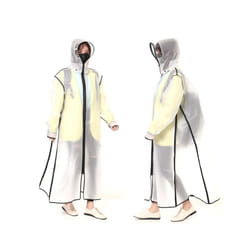 Hooded Rain Poncho Waterproof Windbreaker Women Raincoat Men Black Rain Clothes Covers EVA Rain Jacket Coats Motorcycle Rainwear - WHITE, XXXL