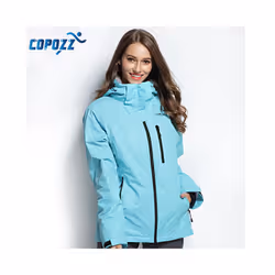 Ski Jacket Women Snowboard Jacket Ski Coat Female Winter Outdoor Warm Waterproof Windproof Breathable Clothes Hooded - Blue, L