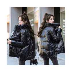 2022 New Winter Jacket Women Parkas Glossy Warm Thicken Coat Female Cotton Padded Parka Waterproof Outwear Loose Snow Jacket - Black, S