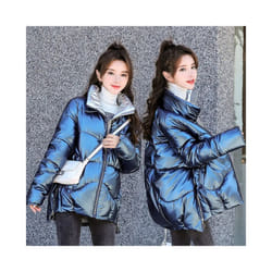 2022 New Winter Jacket Women Parkas Glossy Warm Thicken Coat Female Cotton Padded Parka Waterproof Outwear Loose Snow Jacket - Blue, XXXL