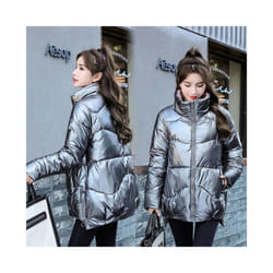 2022 New Winter Jacket Women Parkas Glossy Warm Thicken Coat Female Cotton Padded Parka Waterproof Outwear Loose Snow Jacket - Grey, L