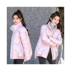 2022 New Winter Jacket Women Parkas Glossy Warm Thicken Coat Female Cotton Padded Parka Waterproof Outwear Loose Snow Jacket - Pink, S