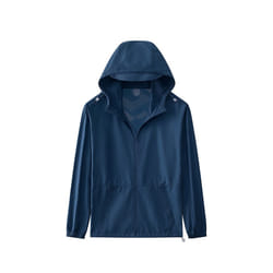 Summer Men Skin Coats Ultr-Light Outdoor Sun Protection UPF40+ UV Proof Casual Thin Jacket Hooded Sunbreaker Solid Clothing - Navy Blue, Asian XL
