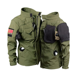 Military Fleece Warm Sets Men Shark Skin Soft Shell Tactical Jacket+Army Cargo Pant 2 Pcs Suits Outdoor Windproof Waterproof - Green jacket, M 50-60kg