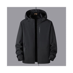 ) New Hiking Jackets Mens Waterproof Clothes Reflective Windbreaker Hunting Camping Trekking Jackets Outdoor Windproof Coats Male - black, M (45kg-55kg