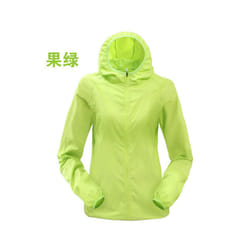 Outdoor Running Camping Hiking Bike Sport Jacket Sun-Protect Ultralight Waterproof Dark Stria Rain Women Men Coat - Green, Asian size L