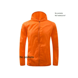 Outdoor Running Camping Hiking Bike Sport Jacket Sun-Protect Ultralight Waterproof Dark Stria Rain Women Men Coat - Orange, Asian size M