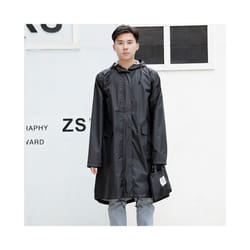 Hood Long Raincoat Women Men Waterproof Stylish Rain Coat Jacket Luxury Elegant Plus Sizes - black, L
