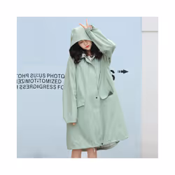 Hood Long Raincoat Women Men Waterproof Stylish Rain Coat Jacket Luxury Elegant Plus Sizes - Light green, XL