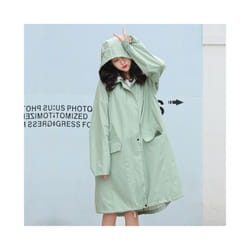 Hood Long Raincoat Women Men Waterproof Stylish Rain Coat Jacket Luxury Elegant Plus Sizes - Light green, XXL