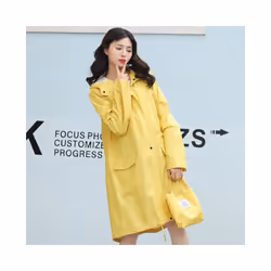 Hood Long Raincoat Women Men Waterproof Stylish Rain Coat Jacket Luxury Elegant Plus Sizes - Yellow, M