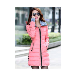 Autumn Winter Clothes Women Down Cotton Fashion Ladies Hooded Coat Female Mediulong Thickening Waterproof Slim Casual Jacket - Pink, XL