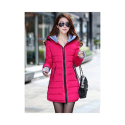 Autumn Winter Clothes Women Down Cotton Fashion Ladies Hooded Coat Female Mediulong Thickening Waterproof Slim Casual Jacket - RoseRed, M