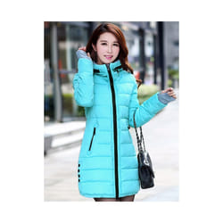 Autumn Winter Clothes Women Down Cotton Fashion Ladies Hooded Coat Female Mediulong Thickening Waterproof Slim Casual Jacket - SkyBlue, M