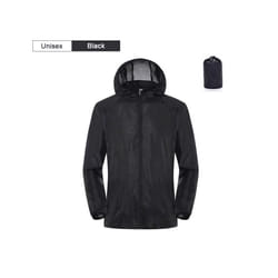 Camping Rain Jacket Men Women Waterproof Sun Protection Clothing Fishing Hunting Clothes Quick Dry Skin Windbreaker With Pocket - Unisex-Black, 4XL