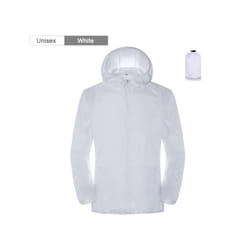Camping Rain Jacket Men Women Waterproof Sun Protection Clothing Fishing Hunting Clothes Quick Dry Skin Windbreaker With Pocket - Unisex-White, 4XL