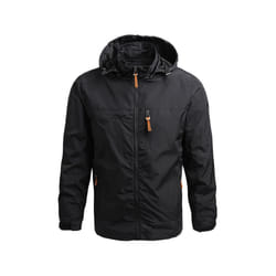 Men Windbreaker Winter Waterproof Camping Jacket Hooded Zip-Up Military Jackets Coat Man Softshell Field Jacket Work Outwear - black, S